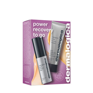 „Recovery To Go“-Set – Dein Geschenk! Schachtel mit „Multivitamin Power Recovery Masque“ und „Multivitamin Power Recovery Cream“ vor violettem Hintergrund; kein Verkaufsartikel.