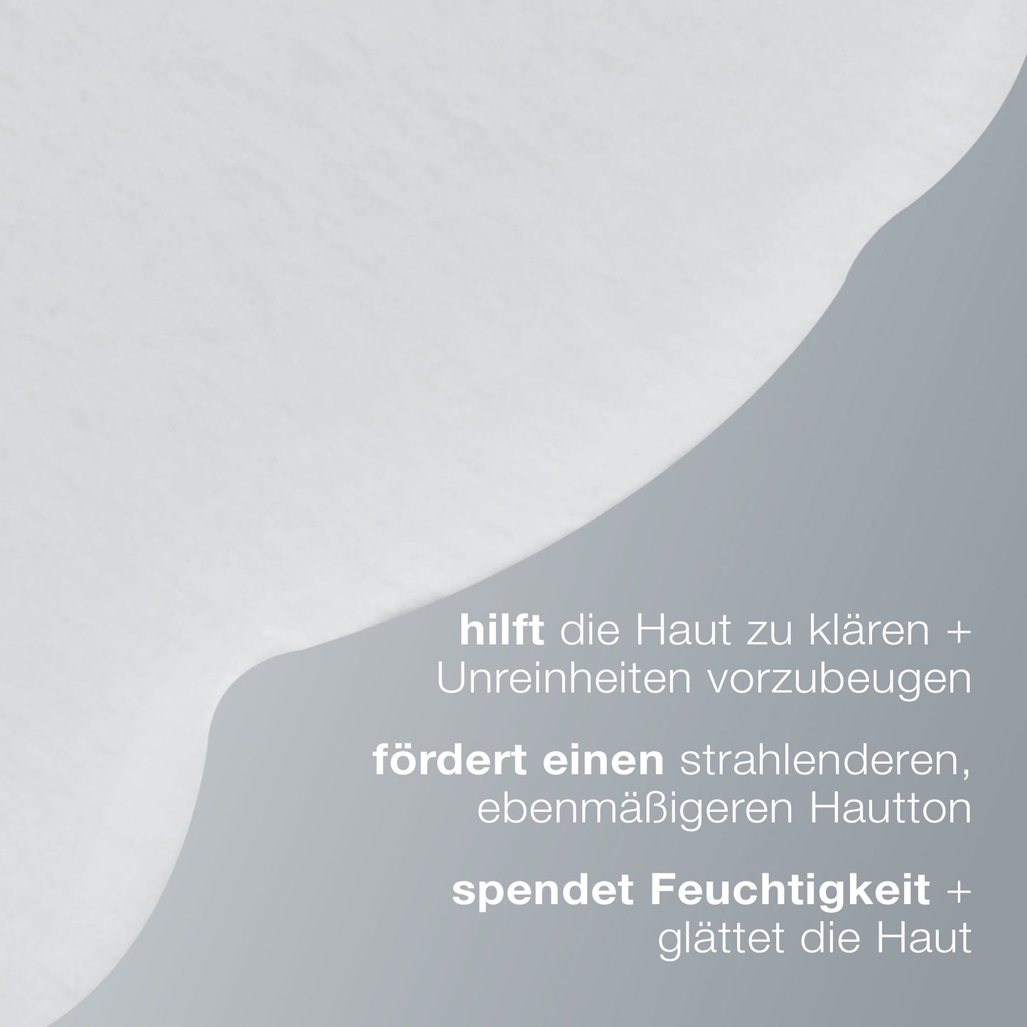 Eine weiße Flüssigkeit auf hellgrauem Hintergrund mit deutschem Text, der die Pflegevorteile von AGE Bright Clearing Serum hervorhebt: klärt die Haut, fördert die Ausstrahlung, hilft bei Pigmentflecken und Erwachsenenakne und spendet Feuchtigkeit.