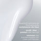 Nahaufnahme der weißen Textur der Phyto Nature Oxygen Cream auf grauem Hintergrund mit deutschem Text, der die Anti-Aging- und straffende Feuchtigkeitszufuhr hervorhebt: revitalisiert, strafft, liftet und glättet Linien und Falten.