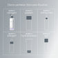 Das Raster zeigt eine 6-stufige Hautpflegeroutine auf Deutsch mit Symbolen: reinigen, peelen, erfrischen, pflegen, hydratisieren und SPF. Schritt eins beinhaltet den UltraCalming Cleanser - perfekt für empfindliche Haut.