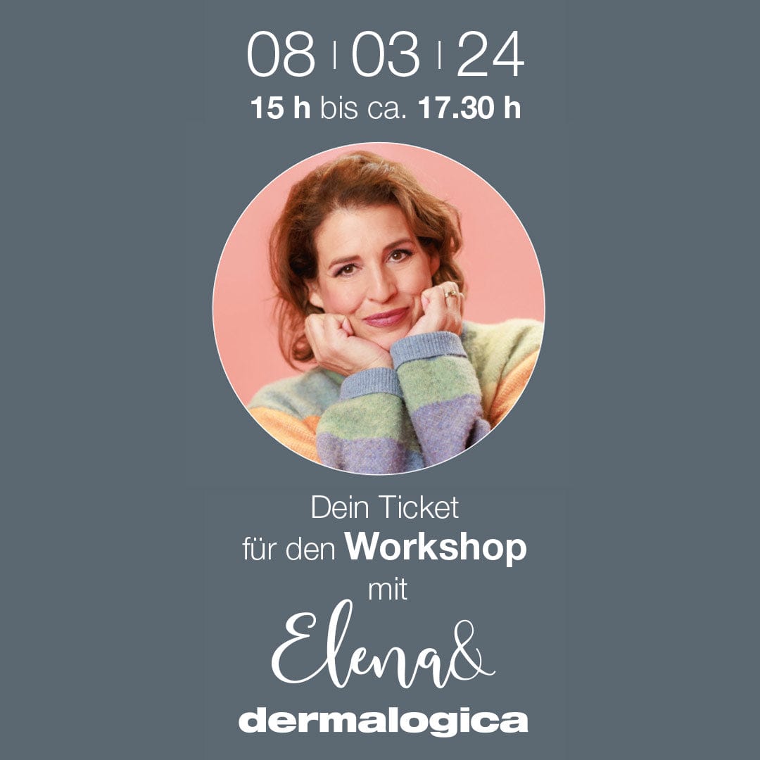 Ein Bild einer Frau in einem Pullover mit der Aufschrift Elena's Workshop Ticket - Düsseldorf.