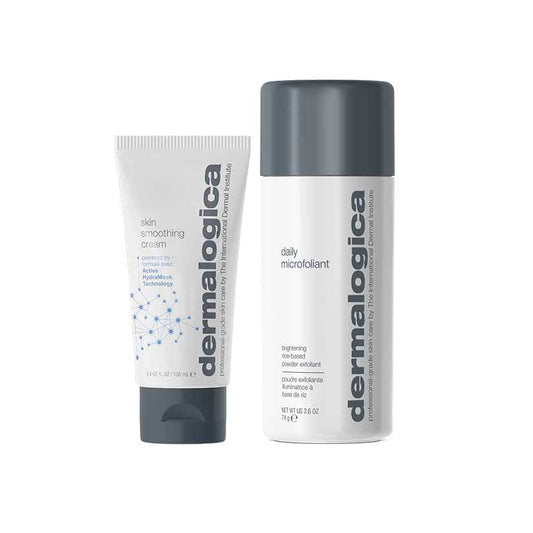 Das Set Skin Smoothing Cream + Daily Microfoliant ist auf einem weißen Hintergrund abgebildet.