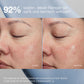 Nahaufnahme der Wange einer Person vor und nach der Anwendung des Magnetic[+] Afterglow Cleansers. Der Test zeigt reduzierte Rötungen, glattere Haut und verbesserte Feuchtigkeitsversorgung. 92 % der Befragten empfanden den Reiniger als sanft und dennoch wirksam.