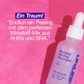 Eine rosa Flasche mit weißem Etikett, die das Breakout Clearing Liquid Peel | enthält Gesichtspeeling bei unreiner Haut, perfekt für alle mit unreiner Haut und Problemen mit Pickel.