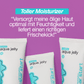 Drei Tuben des Produkts Cooling Aqua Jelly Moisturizer auf lila Hintergrund mit positivem Kundenfeedback-Text.