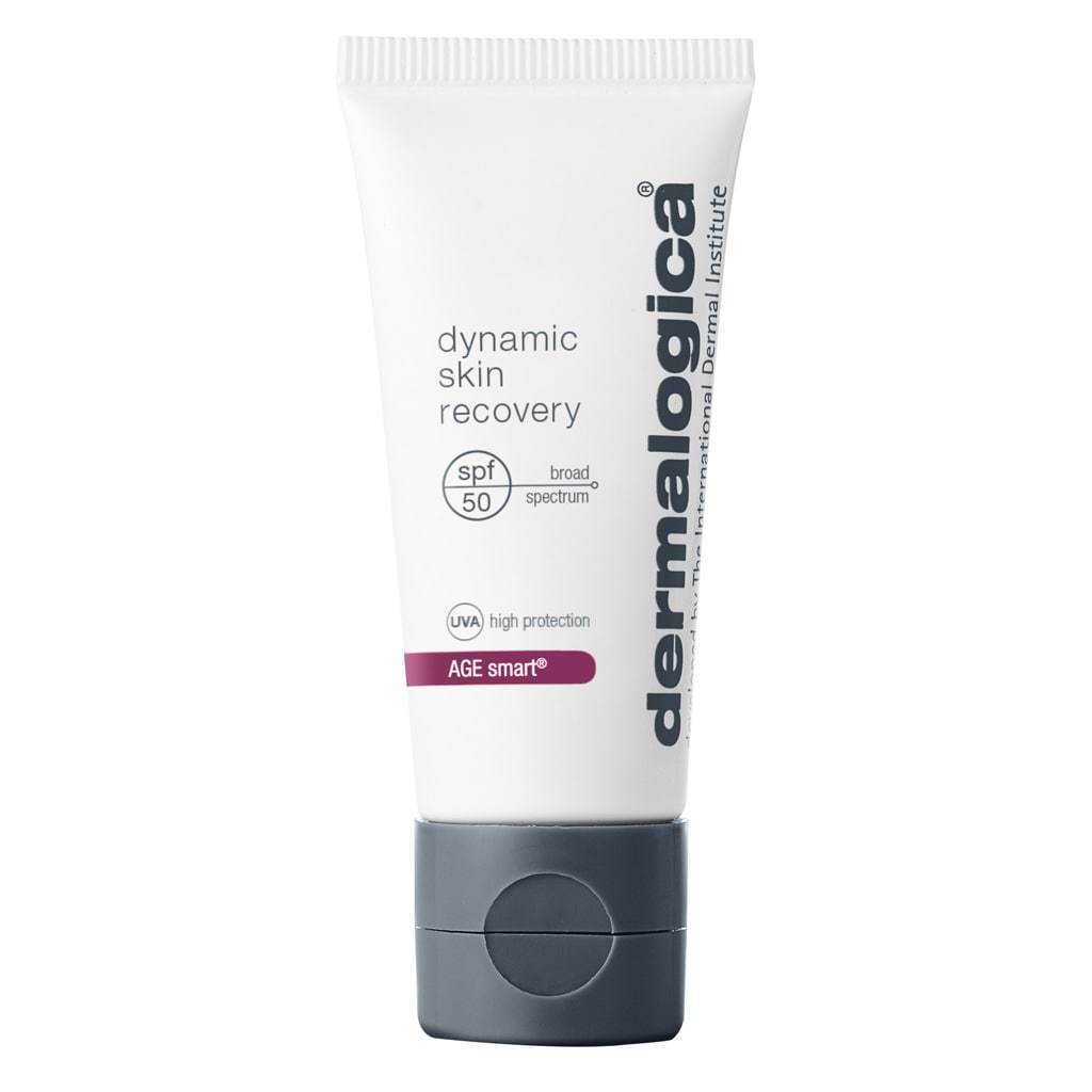 Tube der Dermalogica Dynamic Skin Recovery SPF 50 Gesichtscreme mit breitem UVA-Hochschutz.