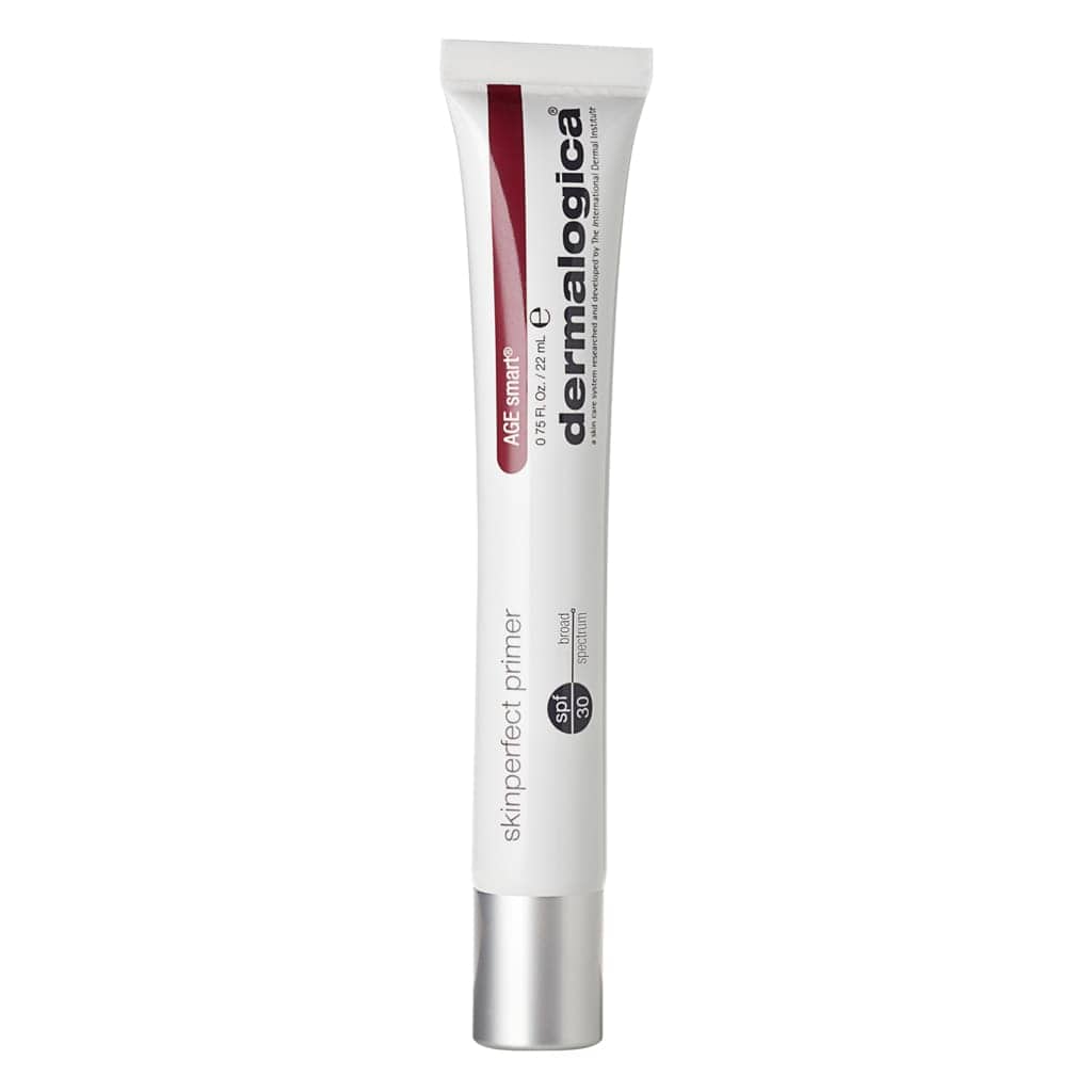 Eine Tube Dermalogica-Augencreme mit einem SkinPerfect Primer SPF 30 22 ml | Make-Up-Basis, auf weißem Hintergrund.