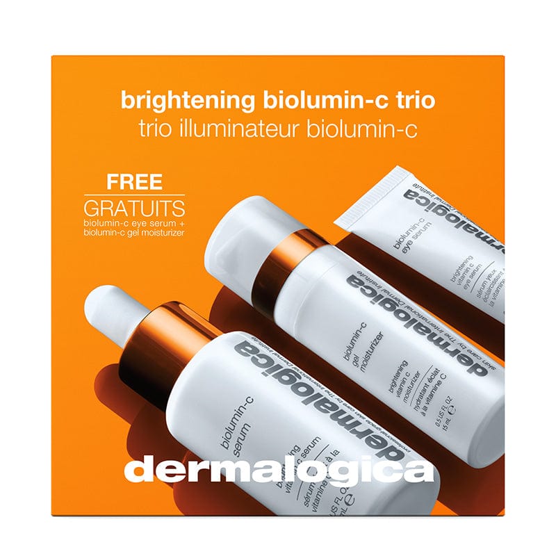 Aufhellendes Biolumin-C Trio | Vitamin C Pflegeset mit zwei Gratis-Produkten. Dieses Hautpflegeset enthält das Biolumin-C-Serum, ein leistungsstarkes, aufhellendes Serum voller Vitamin C. Es hilft, die Haut auszugleichen und zu verbessern